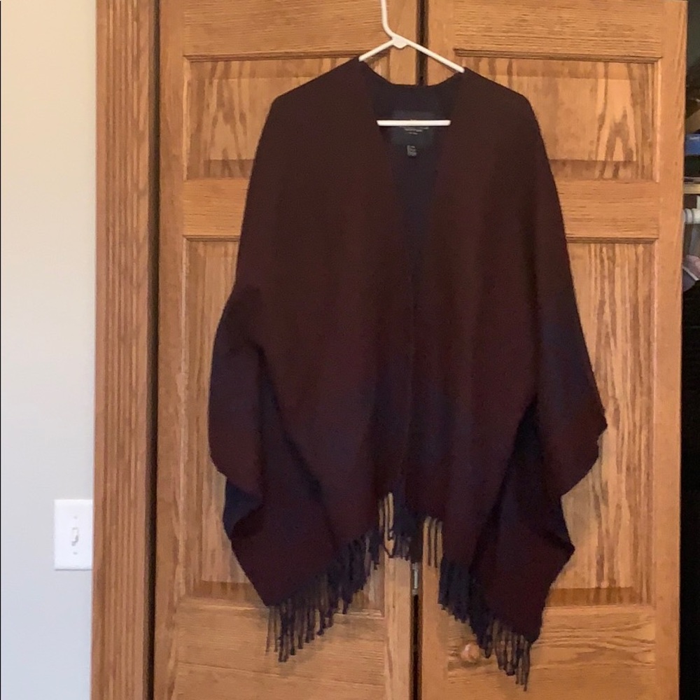 Fun poncho in burgundy and navy with arm holes
